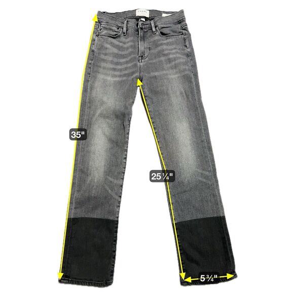FRAME Denim Le High Straight Jeans Black Womens‎ 26 Sleepy Hollow Dip Dye - Picture 4 of 4